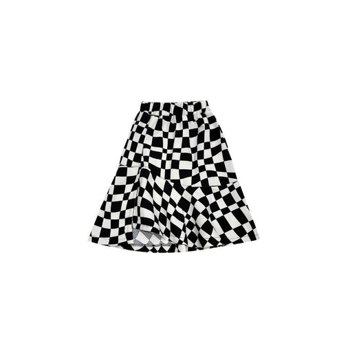 Children's checkerboard skirt fishtail skirt